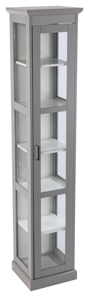 Palmer Tall Curio With Glass Door, Gray