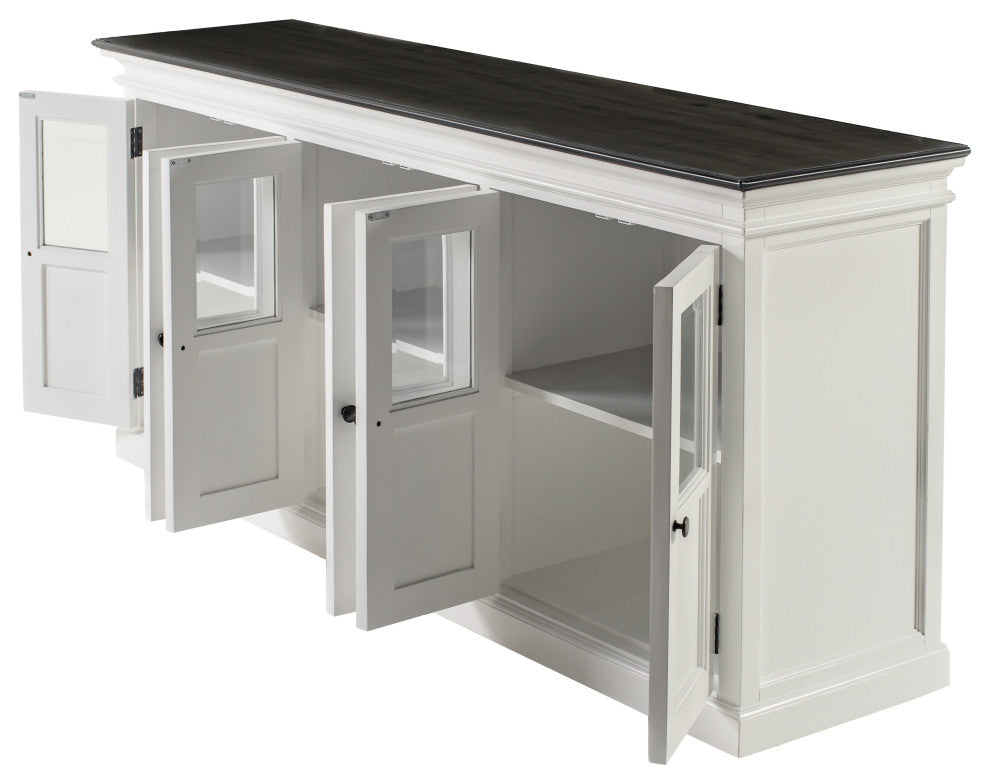 Classic White and Black Halifax Contrast Buffet with 6 Glass Doors