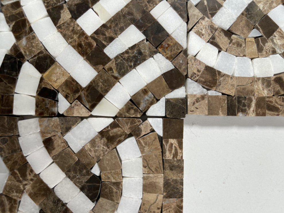 Marble Mosaic Border Listello Tile Braid White Jade 4x12 Polished, 1 piece