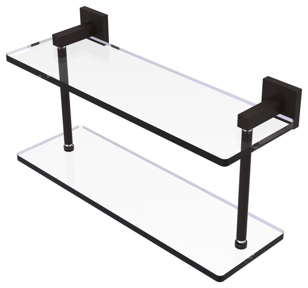 Montero 16" Two Tiered Glass Shelf, Oil Rubbed Bronze
