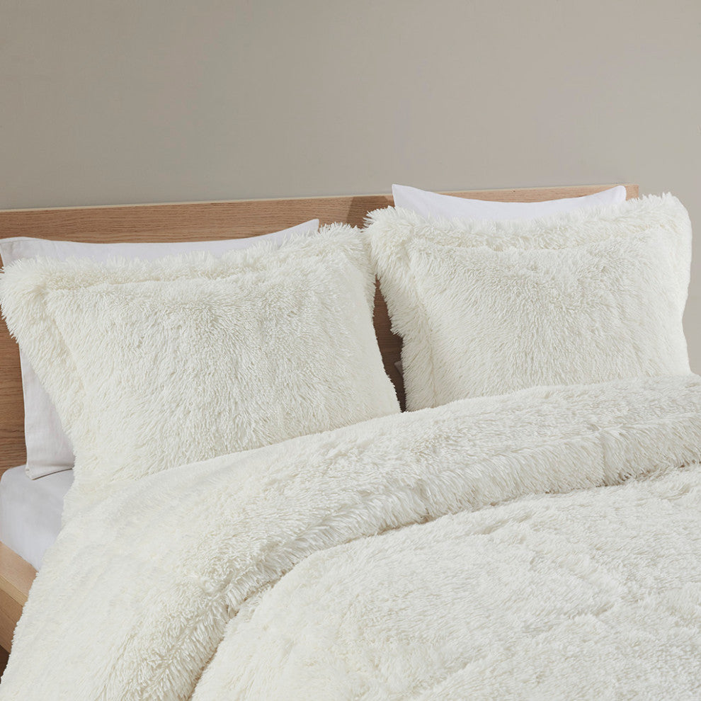Intelligent Design Malea Shaggy Faux Fur Comforter Mini Set, Ivory