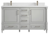 Aberdeen 60 Double Bathroom Vanity in Coventry Gray 1.5" White Quartz