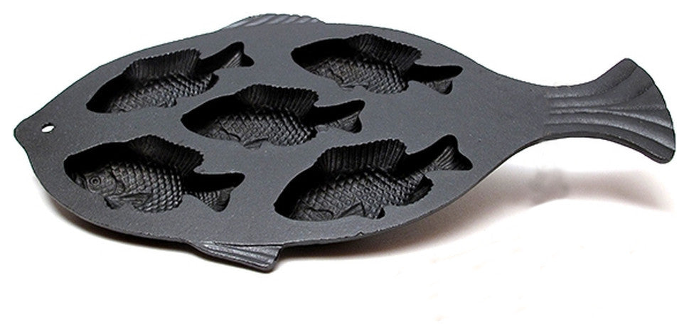 Cast Iron Preseasoned Fish Cornbread Pan