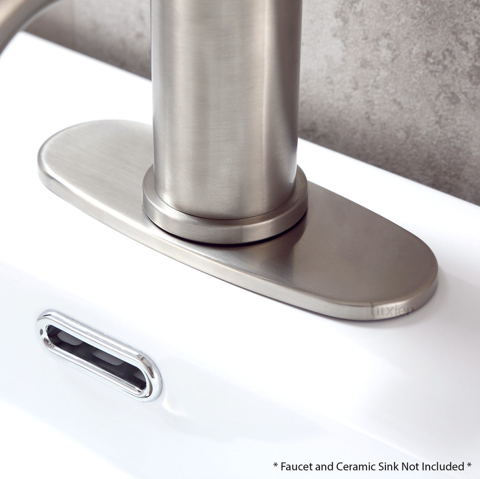 Luxier Rounded Kitchen Faucet Single-Hole Deck Plate, 6.25", Brushed Nickel