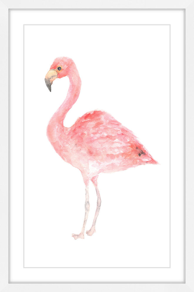 Marmont Hill, "Pale Pink Flamingo" by Thimble Sparrow Framed Painting, 24x36