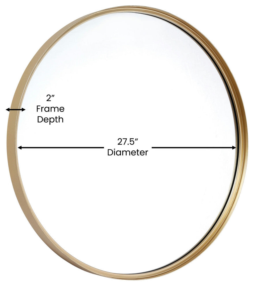 Jennifer Metal Framed Wall Mirror, Gold, 27.5"