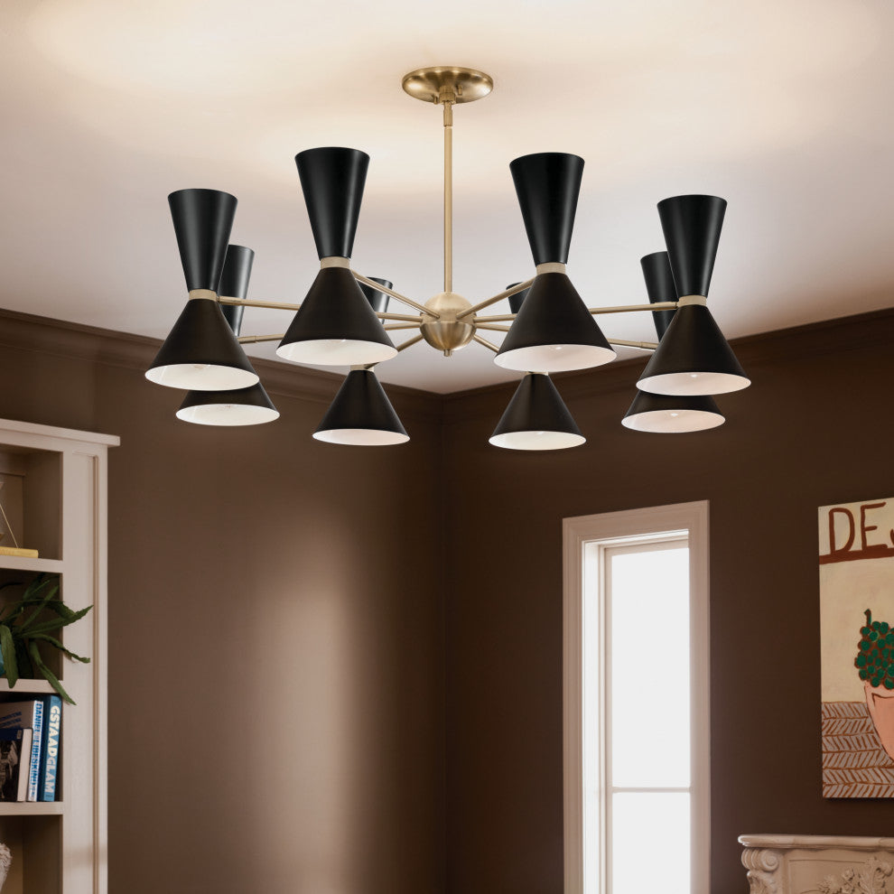 Phix 16 Light Chandelier 1 Tier Large, Champagne Bronze and Black