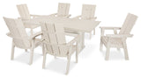 POLYWOOD Modern Adirondack 7-Piece Farmhouse Dining Set, Sand