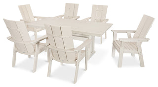 POLYWOOD Modern Adirondack 7-Piece Farmhouse Dining Set, Sand