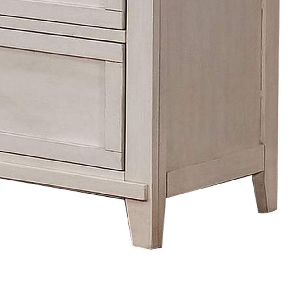 Benzara BM252378 Dresser With 6 Drawers and Metal Pulls, Antique White