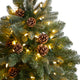 5' Colorado Fir Flocked Faux Xmas Tree W/Lights, Bendable Branches & Pinecones