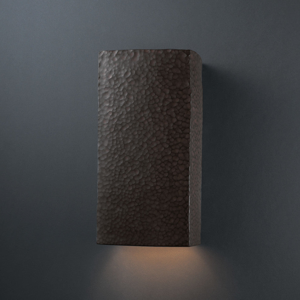 Ambiance Large Rectangle, Closed Top Outdoor Wall Sconce, Iron