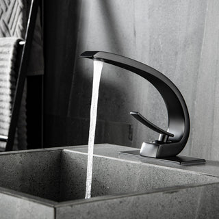 Single Hole Bathroom Sink Faucet With 6-inch Deck Plate, Matte Black