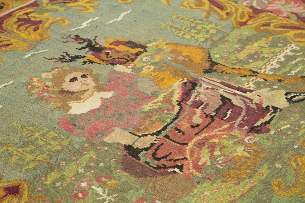 Rug N Carpet - Handmade Bessarabian 6' 3'' x 8' 6'' Vintage Floral Kilim Rug