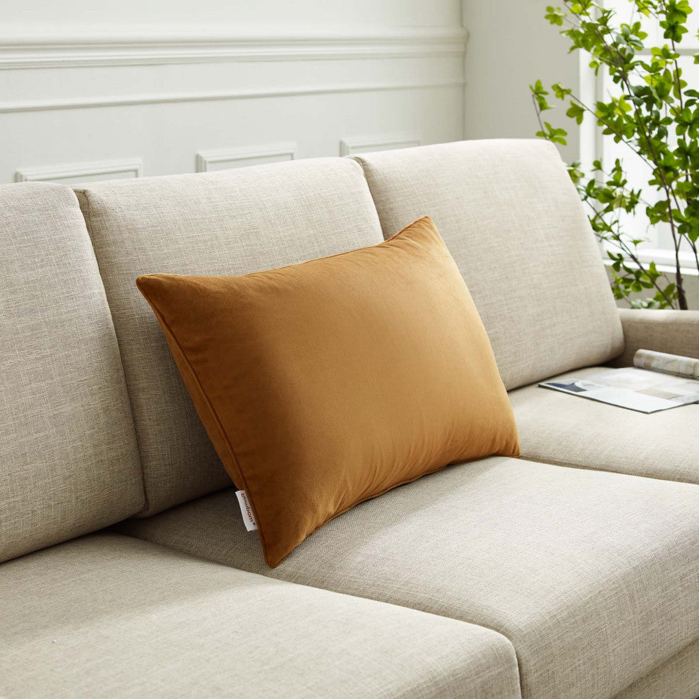 Accent Throw Pillow, Velvet, Brown, Modern, Living Lounge Hotel Hospitality