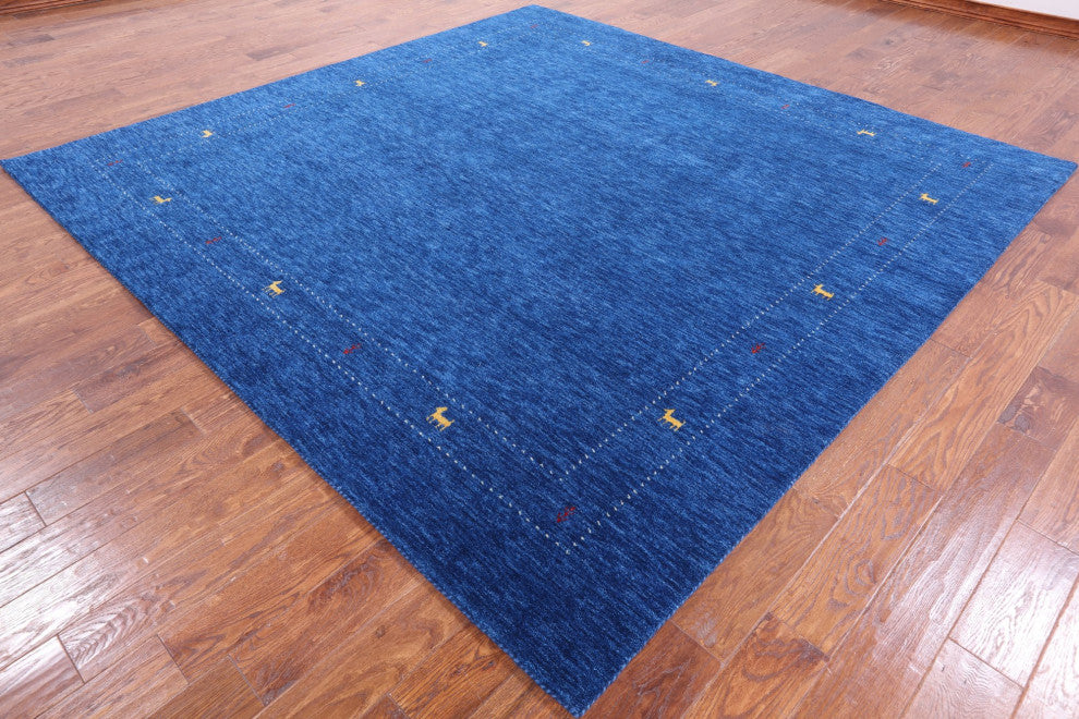 9' Square Persian Gabbeh Hand Knotted Wool Rug Q4347