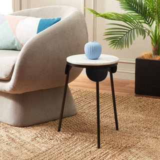 Safavieh Everbrooke Round Accent Table, White Marble/Black
