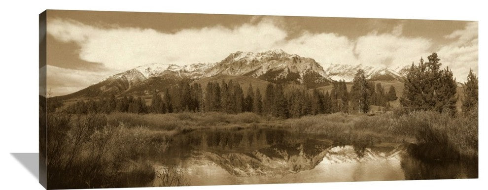 "Easely Peak, Boulder Mountains, Idaho - Sepia" Artwork, 50" x 20"