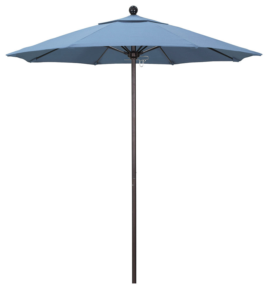 7.5' Fiberglass Umbrella Bronze, Sunbrella, Air Blue