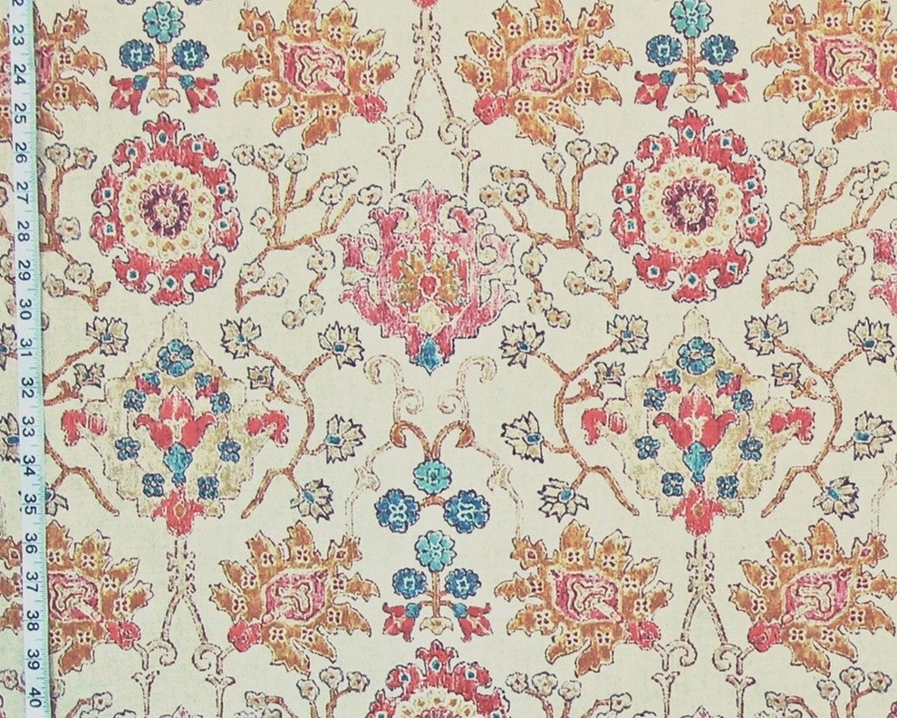 Coral Pink Arts And Crafts Rug Fabric Purple Blue Gold Watercolor, Standard Cut