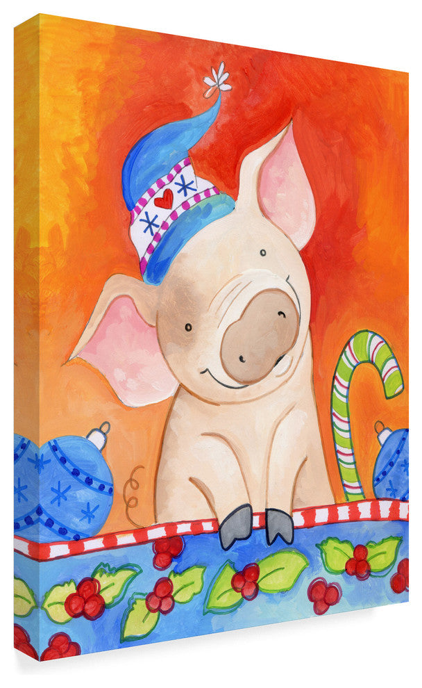 Valarie Wade 'Christmas Piggie' Canvas Art, 24"x18"