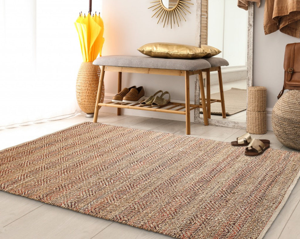 5" x 8" Burgundy and Tan Ombre Area Rug