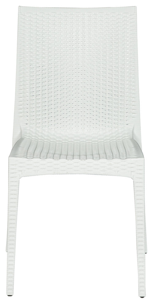 LeisureMod Mace Mid-Century 7-Piece Rectangular Outdoor Dining Set, White