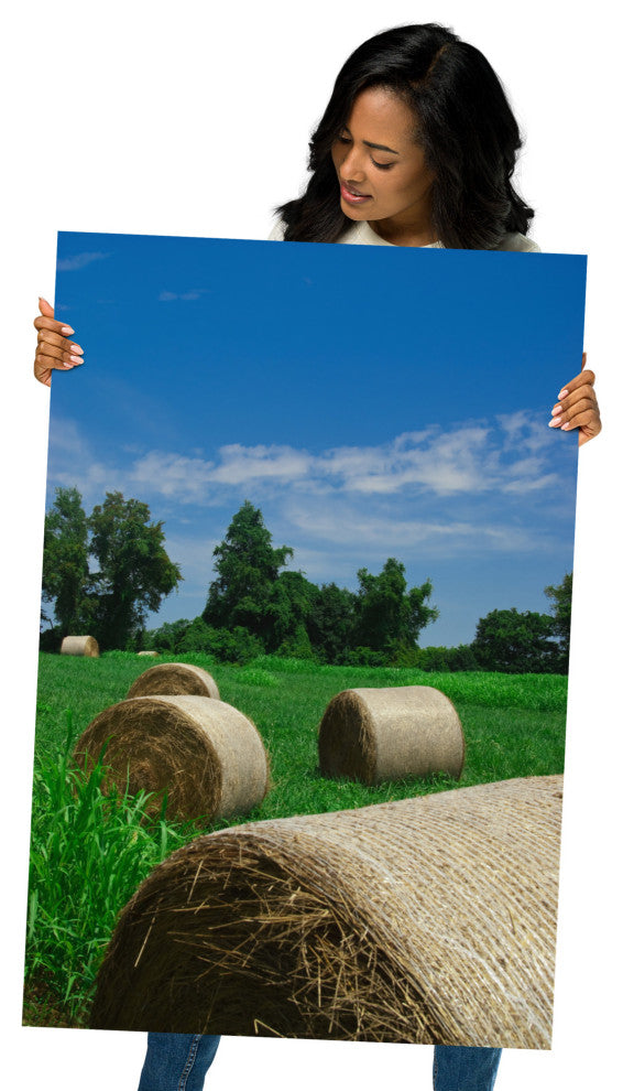 Hay Whatcha Doin in the Field Rural Unframed Wall Art Print, 24" X 36"