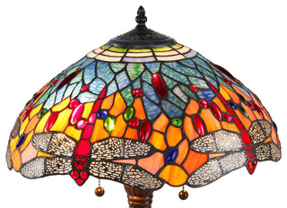 Serena d'italia Tiffany 2-Light Red Dragonfly 25" Table Lamp