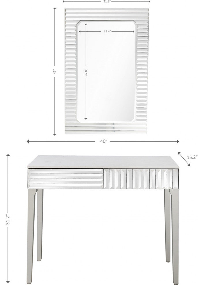 Silver Striped Mirror and Console Table