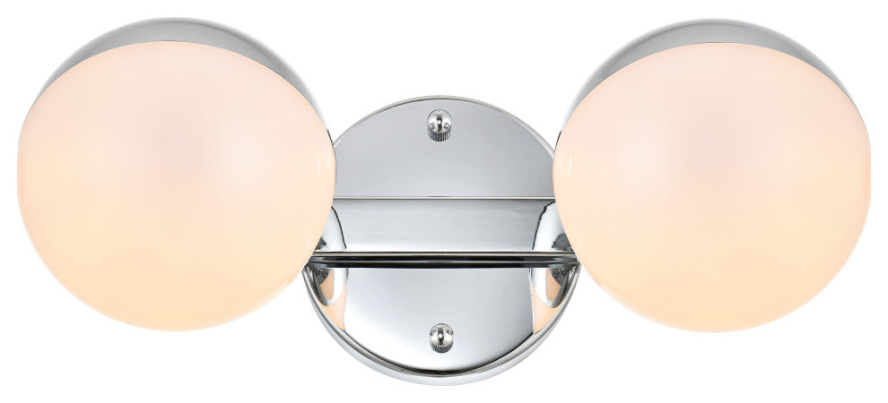 2 Light Chrome And Frosted White Bath Sconce