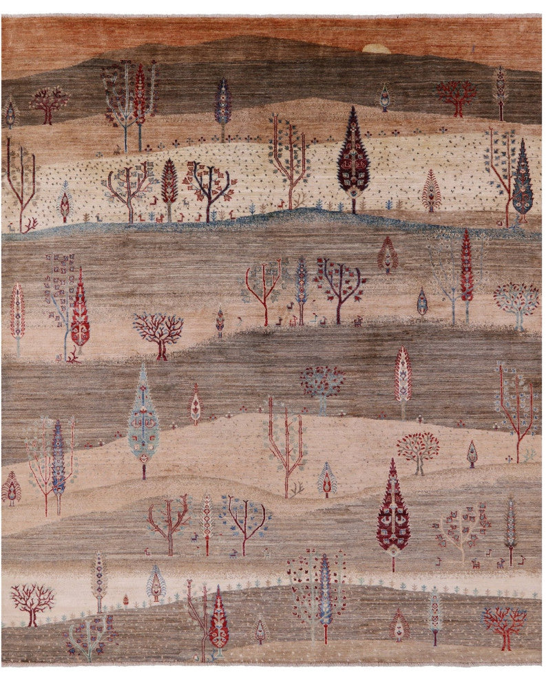 Persian Gabbeh Tribal Hand-Knotted Wool Rug 8' 3" X 9' 8" Q10586