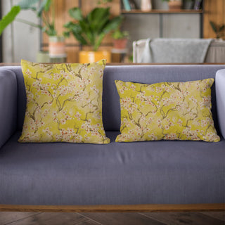 Curry Garden Cherry Blossoms Luxury Throw Pillow, Double sided 22"x22"