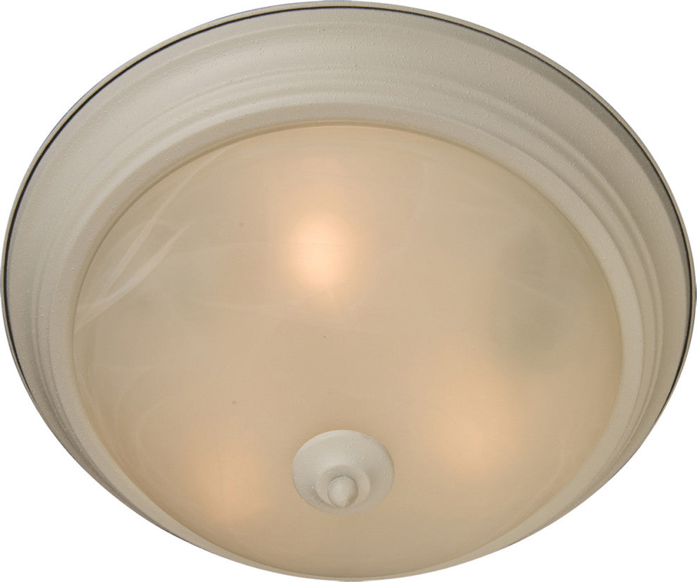 Essentials 3-Light Flush Mount in Textured White with Marble Glass