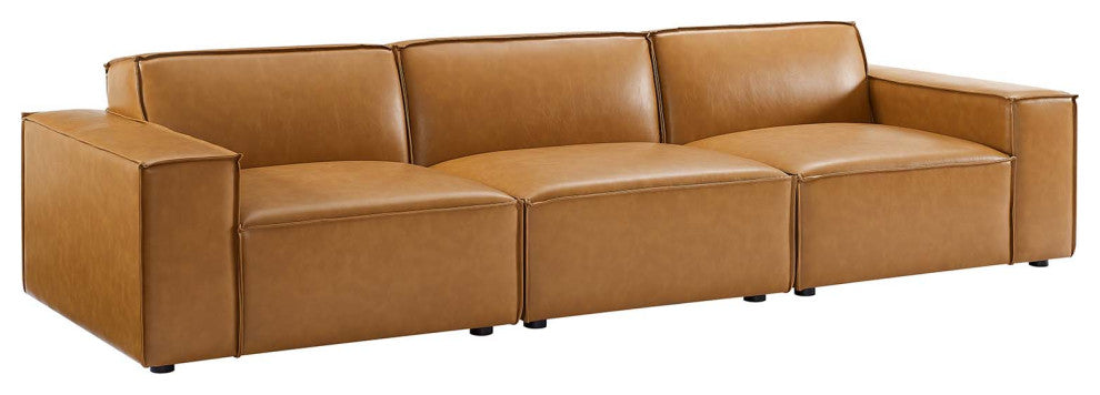 Restore Vegan Leather 3-Piece Sofa Tan