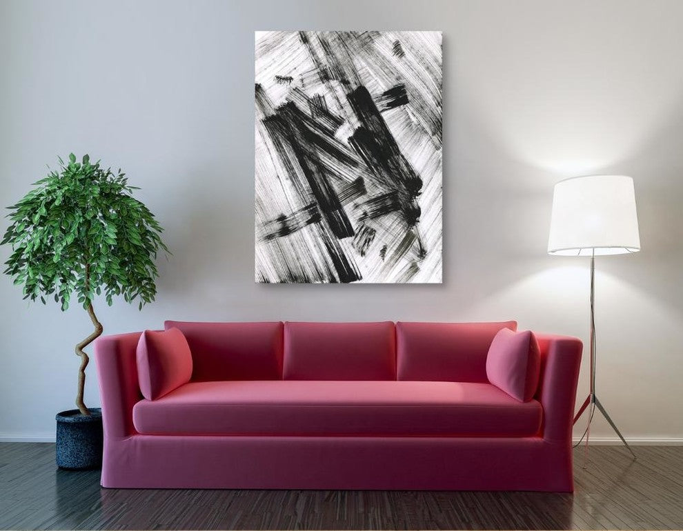Epic Graffiti ''Black and White Strokes N'' Giclee Canvas Wall Art, 40"x54"