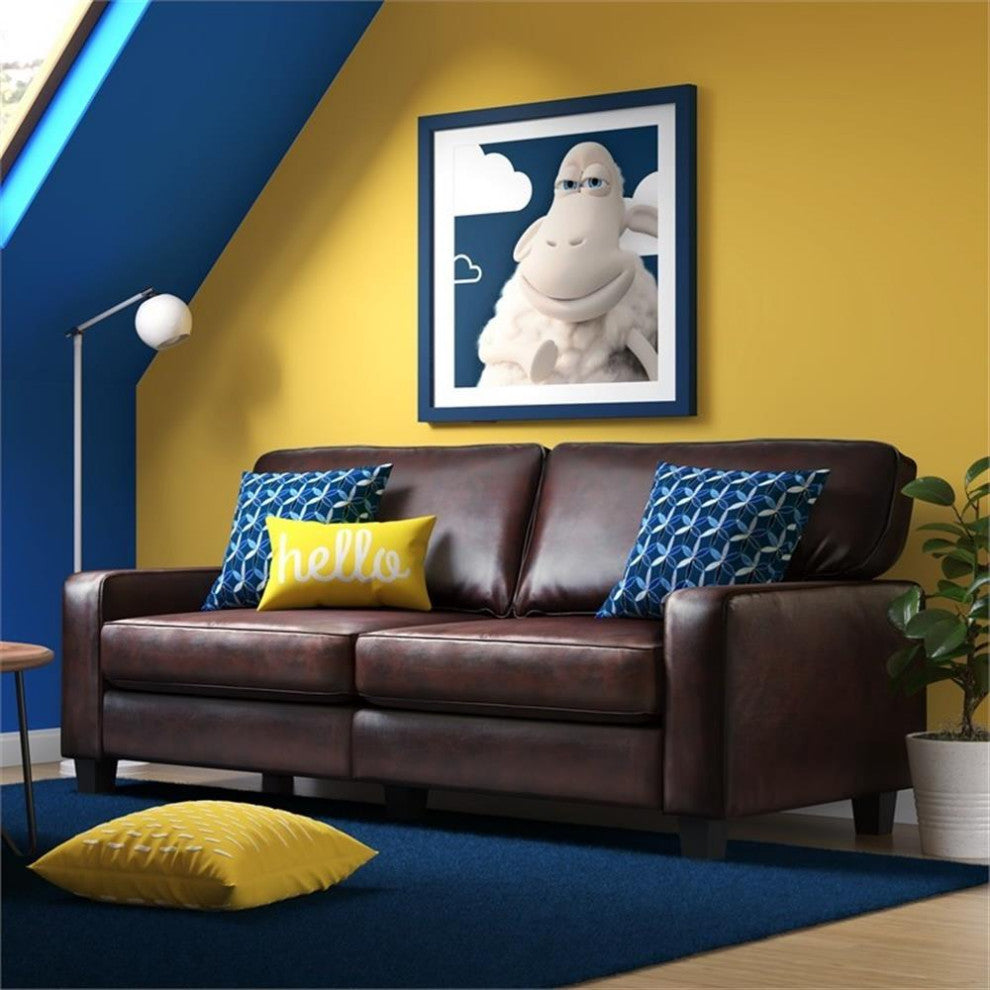 Serta Palisades 78" Track Arm Sofa with Removable Covers Chestnut Brown
