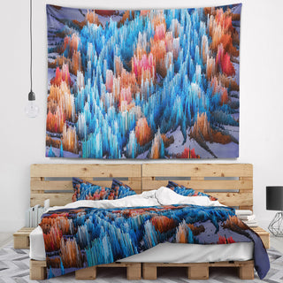 Macro Render Structure Blue Red Contemporary Wall Tapestry, 39"x32"