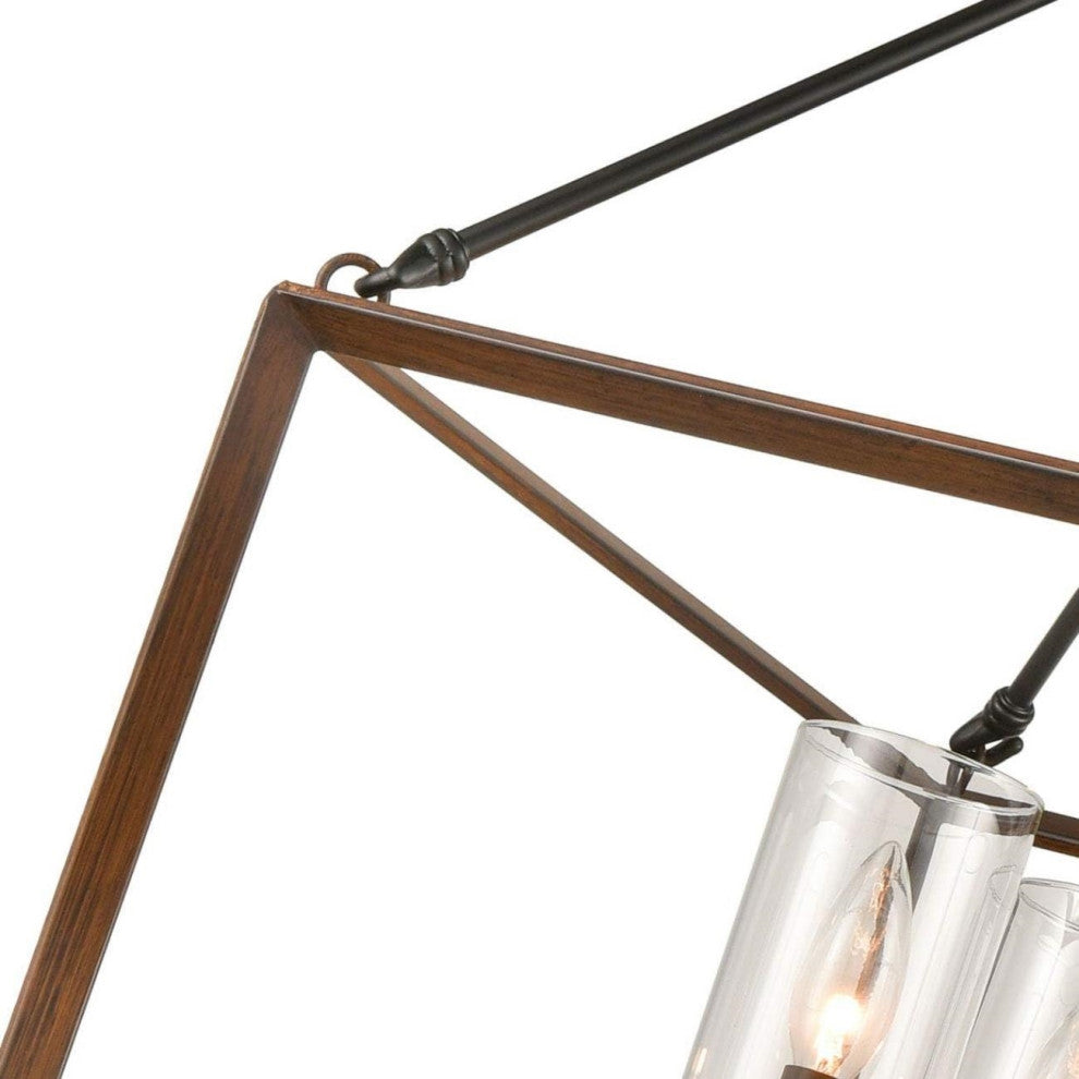Farmhouse 4-Light Large Wood Pendant Light Chandelier,Black