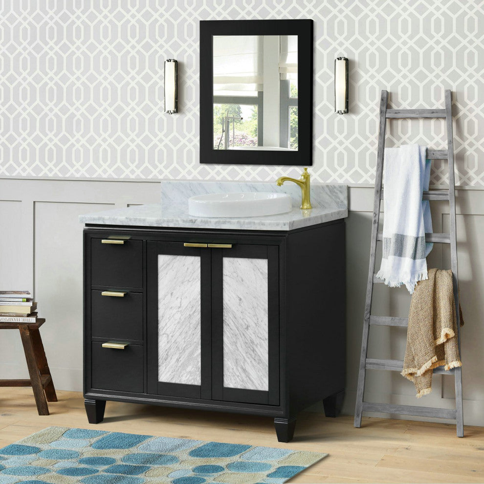 43" Single Vanity, Dark Gray Finish With White Carrara