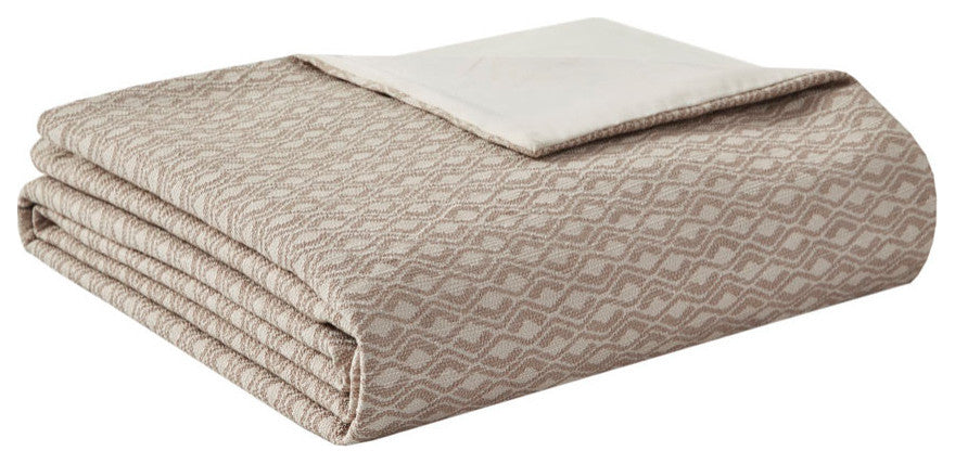 Madison Park Signature Grace Button Accent Taupe Duvet Cover Set w Insert, Queen