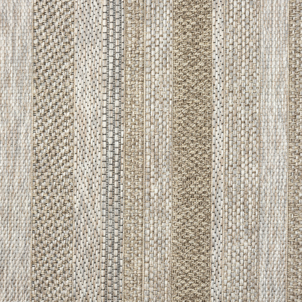 Paolo Modern Striped Brown Indoor Outdoor Area Rug, 5'' x 7''