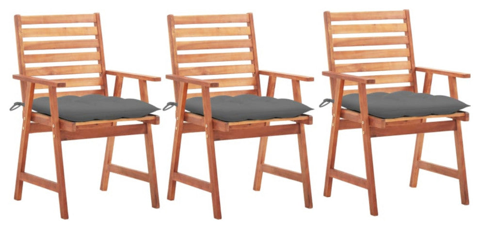 Vidaxl Outdoor Dining Chairs 3-Piece With Cushions Solid Acacia Wood