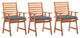 Vidaxl Outdoor Dining Chairs 3-Piece With Cushions Solid Acacia Wood