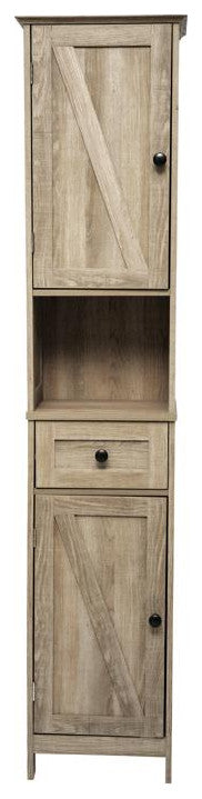 Dune Freestanding Bathroom Linen Tower Storage Cabinet, Brown
