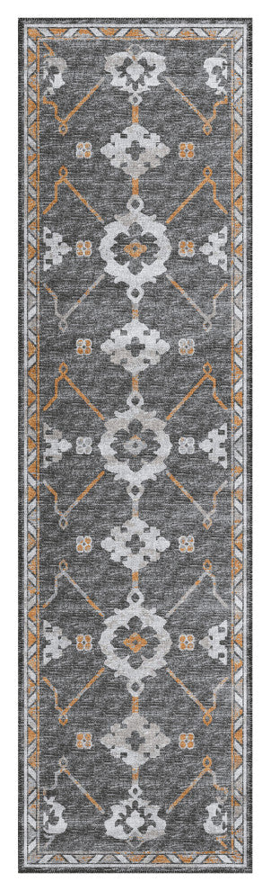 Indoor/Outdoor Sedona SN16 Charcoal Machine Washable 2'3" x 7'6" Runner Rug