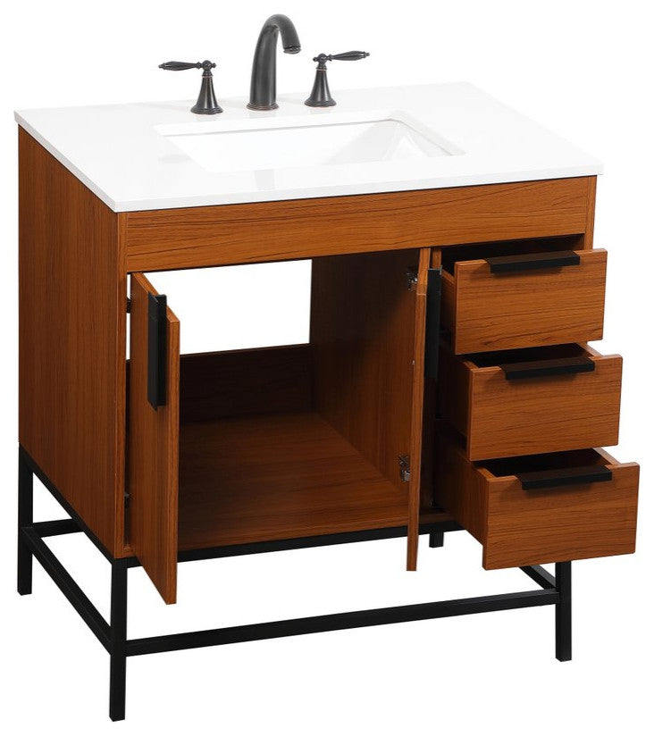 Home Living 22" Modern Teak-Light Bathroom Vanity