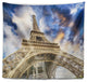 Dramatic Sky over Ground View of Paris Paris Eiffel Tower Wall Tapestry, 92"x78"