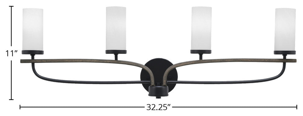 Monterey 4-Light Bath Bar, Matte Black & Painted Distressed, White Marble