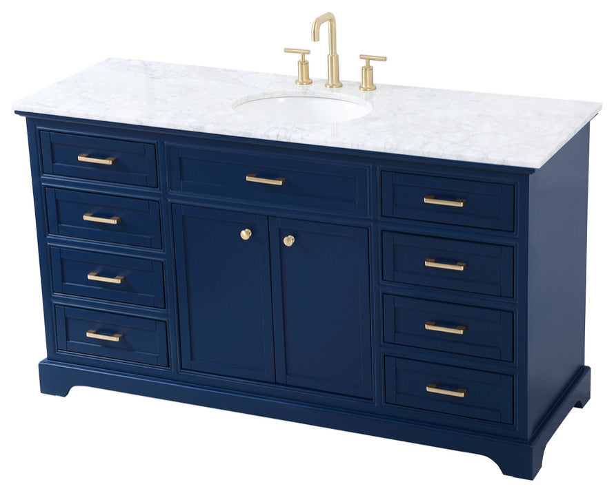 Amber Single Bathroom Vanity, Blue, Blue, 60"